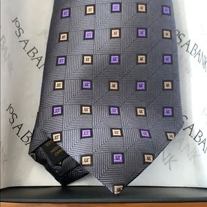 Jos. A. Bank Gray Silk Tie with Square pattern